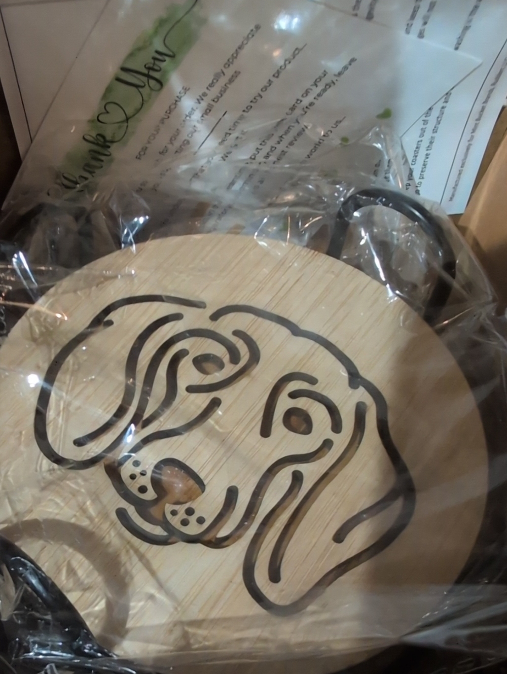 NIB BAMBOO Dachshund Dog Coasters, Instead Of Six With Coaster Holder